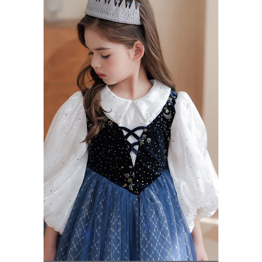CADB紺色プリンセスドレスふんわりコスプレドレス130サイズ キッズ/ベビー/マタニティのキッズ服女の子用(90cm~)(ドレス/フォーマル)の商品写真