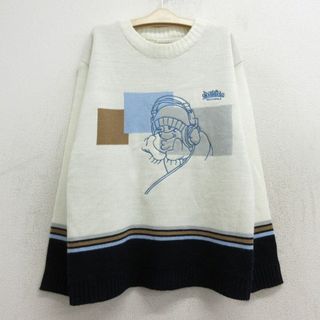 古着 サウスポール 長袖 セーター キッズ ボーイズ 子供服 ワンポイントロゴ 男性 刺繍 アクリル クルーネック 生成り他 【spe】 23dec14(シャツ/カットソー)