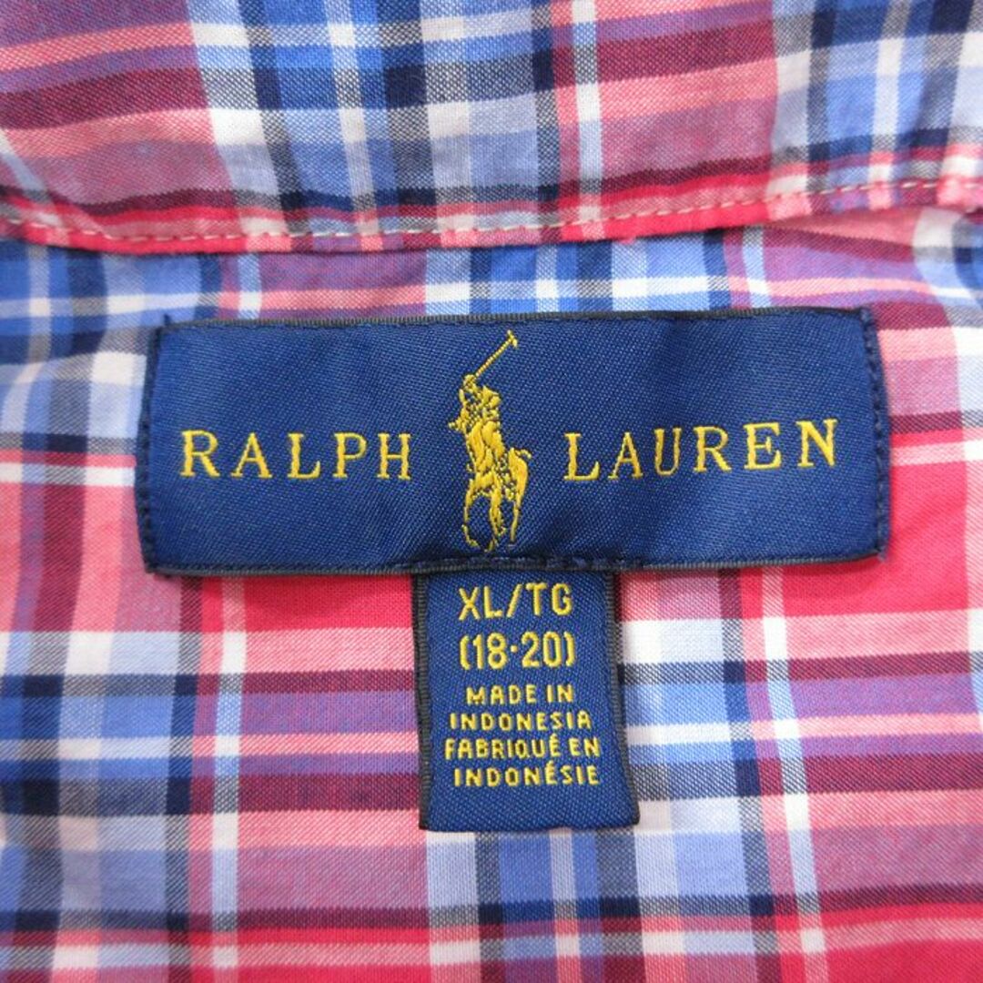 Ralph Lauren(ラルフローレン)の古着 ラルフローレン Ralph Lauren 長袖 ブランド シャツ キッズ ボーイズ 子供服 ワンポイントロゴ コットン ボタンダウン 赤他 レッド チェック 23dec14 キッズ/ベビー/マタニティのベビー服(~85cm)(シャツ/カットソー)の商品写真