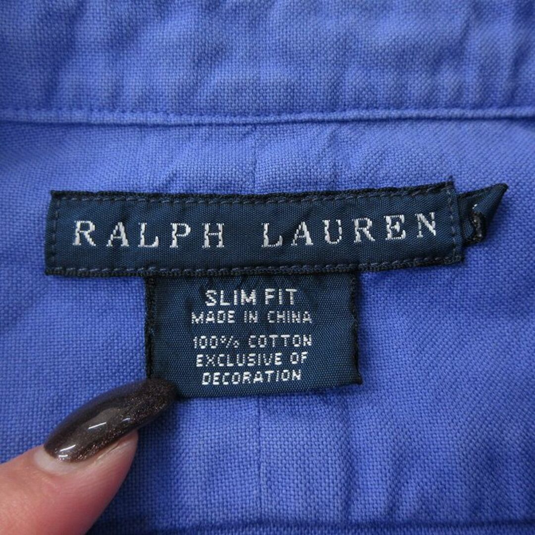 Ralph Lauren(ラルフローレン)の古着 ラルフローレン Ralph Lauren 長袖 ブランド シャツ キッズ ボーイズ 子供服 ワンポイントロゴ コットン ボタンダウン 青系 ブルー 23dec14 キッズ/ベビー/マタニティのベビー服(~85cm)(シャツ/カットソー)の商品写真