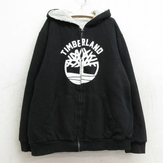 ティンバーランド(Timberland)の古着 ティンバーランド 長袖 スウェット フルジップ パーカー キッズ ボーイズ 子供服 ビッグロゴ 黒 ブラック 内側フリース 【spe】 23dec14(シャツ/カットソー)