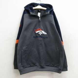 古着 長袖 トップス ハーフジップ パーカー キッズ ボーイズ 子供服 00年代 00s NFL デンバーブロンコス 濃グレー他 アメフト スーパーボウル 23dec14(シャツ/カットソー)