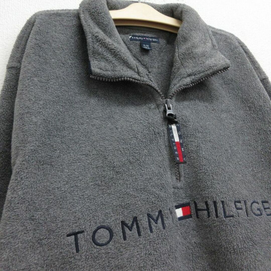 TOMMY HILFIGER(トミーヒルフィガー)の古着 トミーヒルフィガー TOMMY HILFIGER 長袖 ブランド ハーフジップ フリース ジャケット キッズ ボーイズ 子供服 ビッグロゴ 刺繍 グレー 23dec15 キッズ/ベビー/マタニティのベビー服(~85cm)(シャツ/カットソー)の商品写真