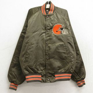 古着 チョークライン 長袖 ジャケット スタジャン キッズ ボーイズ 子供服 90年代 90s NFL クリーブランドブラウンズ ラグラン 茶他 ブラウン 内側キルティング アメフト スーパーボウル 23dec20(シャツ/カットソー)