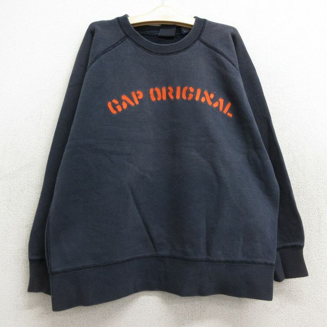 GAP(ギャップ)の古着 ギャップ GAP 長袖 スウェット キッズ ボーイズ 子供服 00年代 00s ビッグロゴ ラグラン クルーネック 黒 ブラック 23dec20 キッズ/ベビー/マタニティのベビー服(~85cm)(シャツ/カットソー)の商品写真