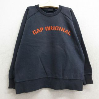 ギャップ(GAP)の古着 ギャップ GAP 長袖 スウェット キッズ ボーイズ 子供服 00年代 00s ビッグロゴ ラグラン クルーネック 黒 ブラック 23dec20(シャツ/カットソー)