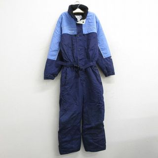 コロンビア(Columbia)の古着 コロンビア COLUMBIA 長袖 ツナギ キッズ ボーイズ 子供服 00年代 00s ワンポイントロゴ テクトナイト リップストップ 襟フリース ダブルニー 紺他 ネイビー 23dec20(シャツ/カットソー)