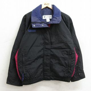 コロンビア(Columbia)の古着 コロンビア COLUMBIA 長袖 ナイロン ジャケット レディース 90年代 90s 大きいサイズ 黒他 ブラック 23dec15 中古 アウター ウインドブレーカー(ロングコート)