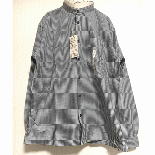 MUJI (無印良品) - 無印　オーガニックコットン　Lサイズ　スタンドカラー　長袖　チェック　シャツ