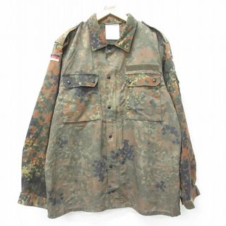 XL★古着 長袖 ミリタリー ジャケット メンズ ドイツ軍 緑他 グリーン 迷彩 23dec18 中古 アウター フライト(ダッフルコート)