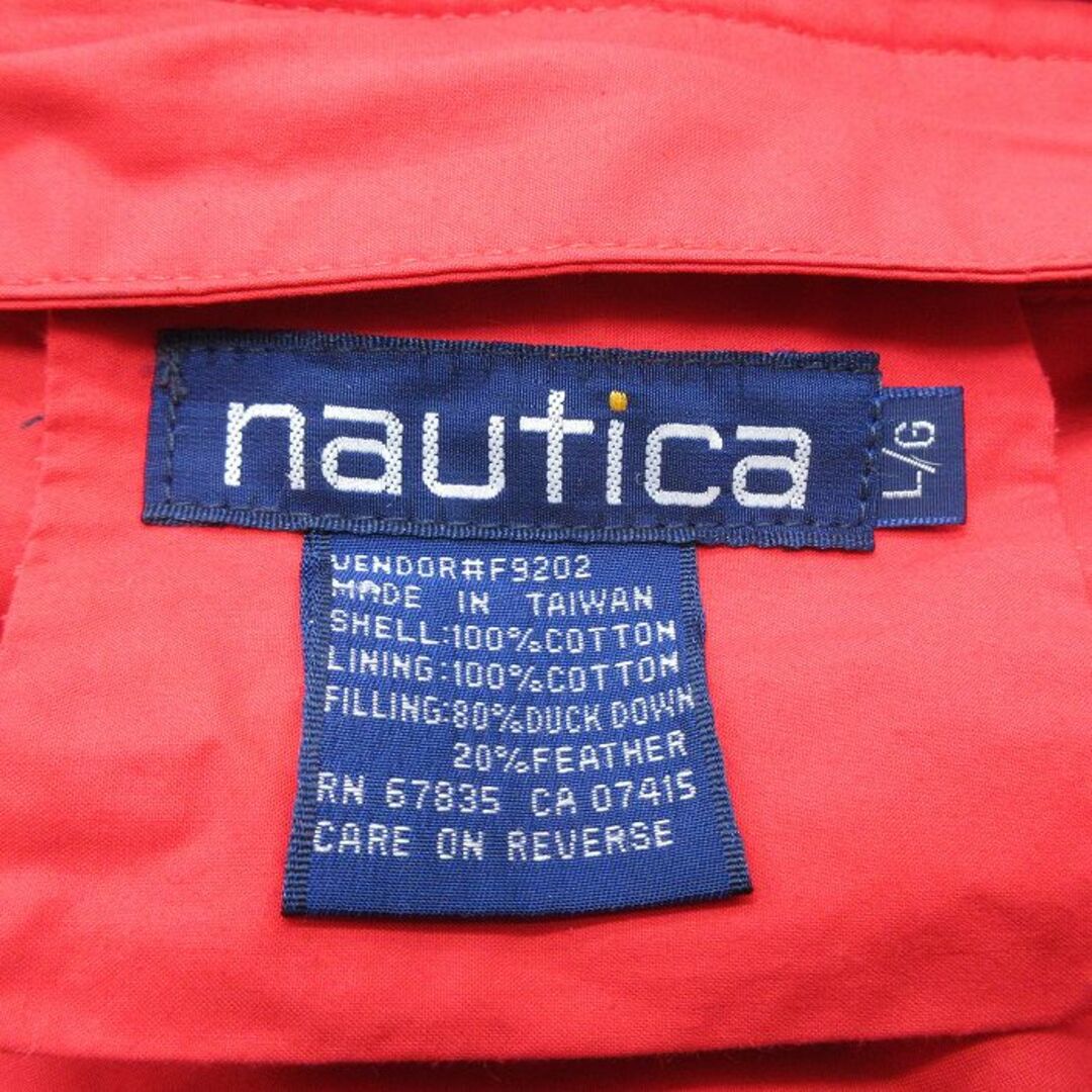 NAUTICA(ノーティカ)のXL★古着 ノーティカ NAUTICA 長袖 ブランド ダウン ジャケット メンズ 90年代 90s ビッグロゴ リバーシブル 大きいサイズ コットン ラグラン 青他 ブルー 【spe】 23dec13 中古 アウター メンズのジャケット/アウター(ダッフルコート)の商品写真