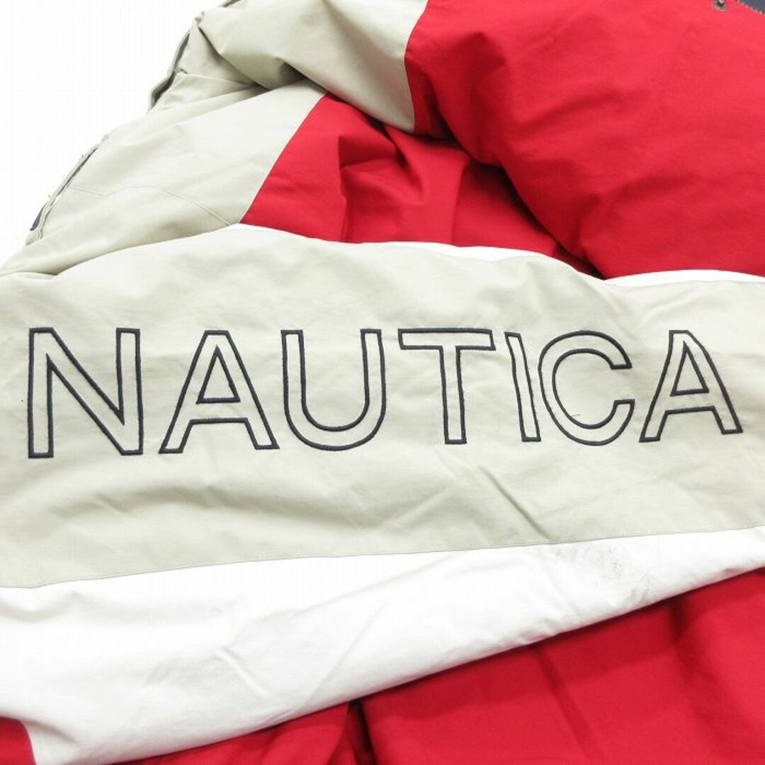 NAUTICA(ノーティカ)のXL★古着 ノーティカ NAUTICA 長袖 ブランド ナイロン ダウン ジャケット メンズ ビッグロゴ リバーシブル 大きいサイズ 赤他 レッド 【spe】 23dec13 中古 アウター メンズのジャケット/アウター(ダッフルコート)の商品写真