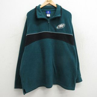 フィラ(FILA)のXL★古着 リーボック REEBOK 長袖 ハーフジップ フリース ジャケット メンズ 00年代 00s NFL フィラデルフィアイーグルス 緑他 グリーン アメフト スーパーボウル 23dec14 中古 アウター(ダッフルコート)