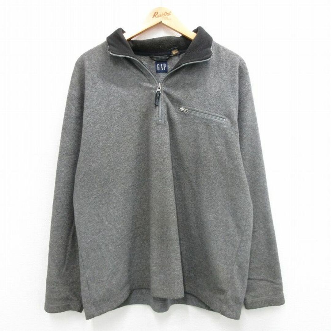 GAP(ギャップ)のM★古着 ギャップ GAP 長袖 ハーフジップ フリース ジャケット メンズ 00年代 00s グレー 霜降り 23dec15 中古 アウター メンズのジャケット/アウター(ダッフルコート)の商品写真