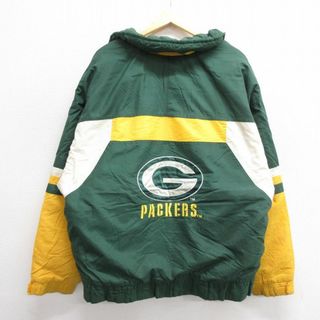 XL★古着 長袖 ナイロン ジャケット メンズ 00年代 00s NFL グリーンベイパッカーズ 大きいサイズ 緑他 グリーン 内側キルティング アメフト スーパーボウル 23dec19 中古 アウター(ダッフルコート)