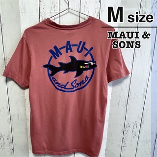 MAUI and Sons　Tシャツ　M　ピンク　プリント　ロゴ　USA古着(Tシャツ/カットソー(半袖/袖なし))