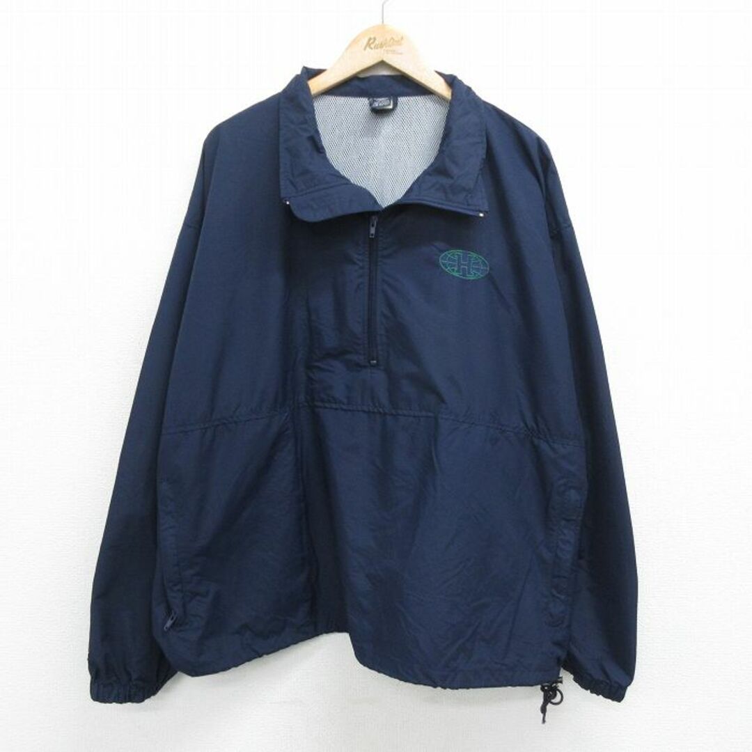 LANDS’END(ランズエンド)のXL★古着 ランズエンド 長袖 ハーフジップ ナイロン ジャケット メンズ 90年代 90s 大きいサイズ 紺 ネイビー 23dec12 中古 アウター ウインドブレーカー メンズのジャケット/アウター(ダッフルコート)の商品写真