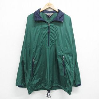 XL★古着 EMS 長袖 ハーフジップ ナイロン ジャケット メンズ 90年代 90s 大きいサイズ 緑 グリーン 23dec12 中古 アウター ウインドブレーカー(ダッフルコート)