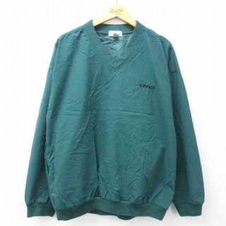 XL★古着 IZOD 長袖 ナイロン ジャケット メンズ 90年代 90s ワンポイントロゴ 緑 グリーン 23dec13 中古 アウター ウインドブレーカー(ダッフルコート)