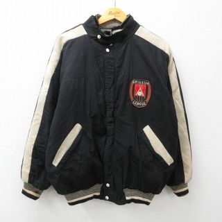 XL★古着 長袖 ジャケット メンズ 90年代 90s スペインリーグ 野球 大きいサイズ コットン フランス製 黒他 ブラック 内側キルティング 23dec11 中古 アウター ジャンパー ブルゾン(ダッフルコート)