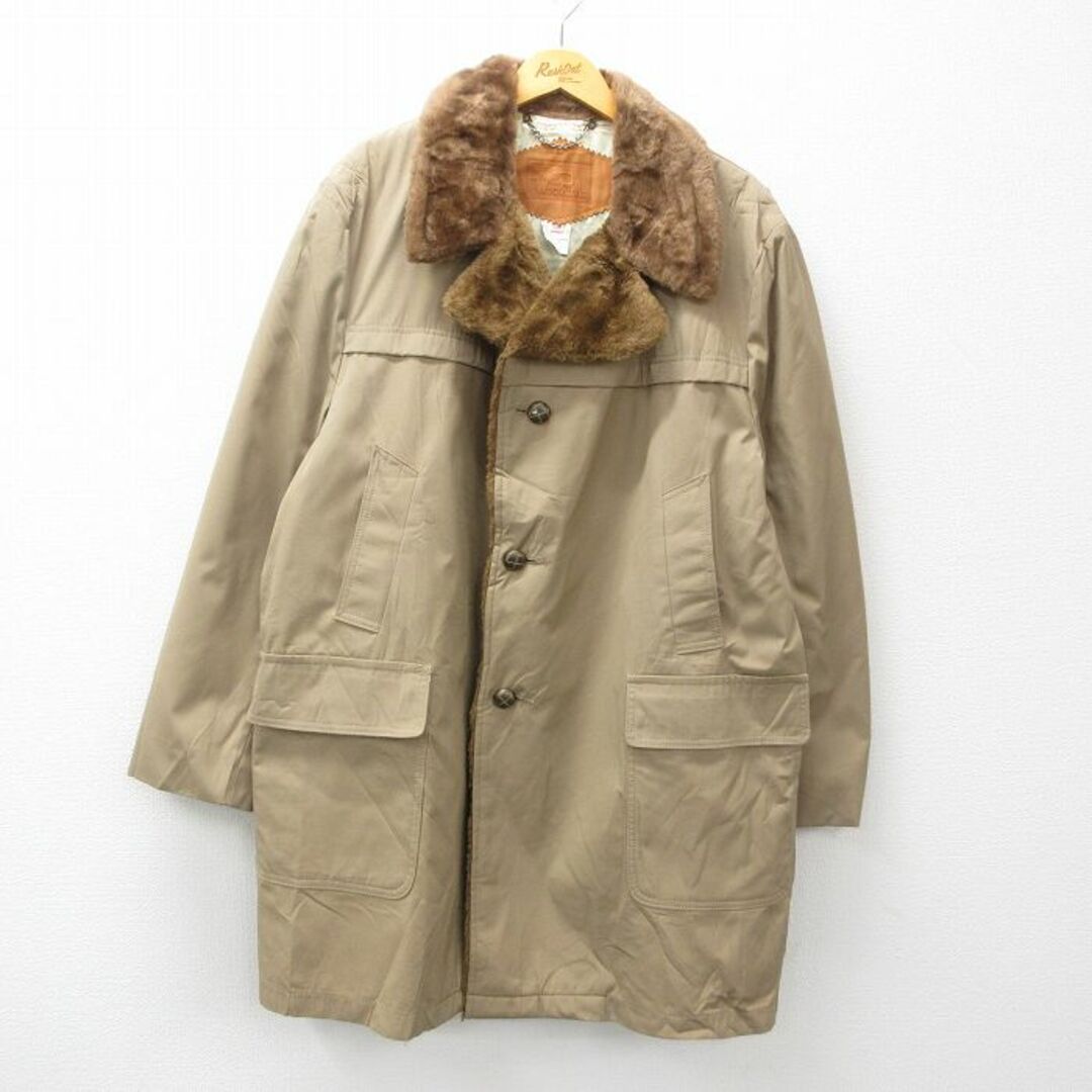 WOOLRICH(ウールリッチ)のXL★古着 ウールリッチ WOOLRICH 長袖 コート メンズ 大きいサイズ 濃ベージュ他 カーキ 内側ファー 23dec11 中古 アウター メンズのジャケット/アウター(ダッフルコート)の商品写真