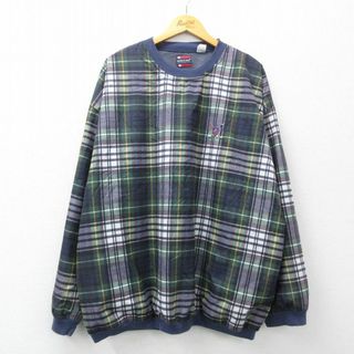 XL★古着 ビューグルボーイ 長袖 ジャケット メンズ 00年代 00s ワンポイントロゴ 大きいサイズ 緑他 グリーン チェック 内側メッシュ 23dec19 中古 アウター ジャンパー ブルゾン(ダッフルコート)