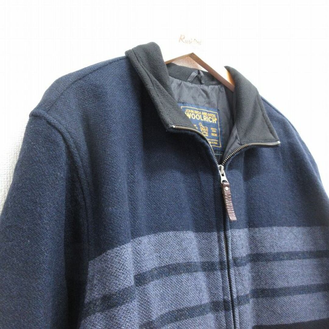 WOOLRICH(ウールリッチ)のXL★古着 ウールリッチ WOOLRICH 長袖 ウール ジャケット メンズ 襟フリース 紺他 ネイビー 23dec19 中古 アウター メンズのジャケット/アウター(ダッフルコート)の商品写真