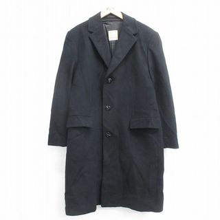 L★古着 長袖 ウール コート メンズ 90年代 90s ロング丈 黒 ブラック 23dec19 中古 アウター(ダッフルコート)