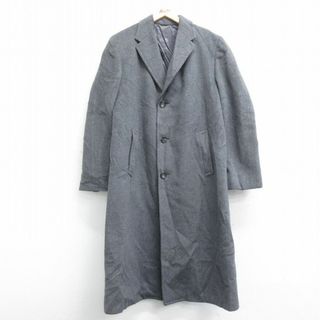 L★古着 長袖 ウール コート メンズ 90年代 90s ロング丈 カシミヤ カシミア グレー 霜降り 【spe】 23dec19 中古 アウター(ダッフルコート)