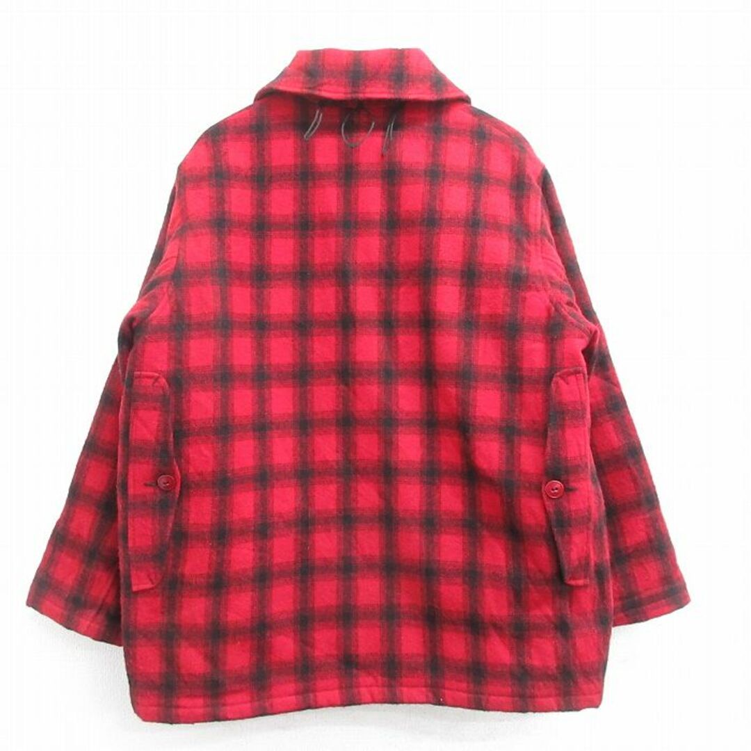 WOOLRICH(ウールリッチ)のXL★古着 ウールリッチ WOOLRICH 長袖 ウール ジャケット メンズ 90年代 90s マッキーノ USA製 赤他 レッド チェック 内側キルティング 23dec19 中古 アウター メンズのジャケット/アウター(ダッフルコート)の商品写真