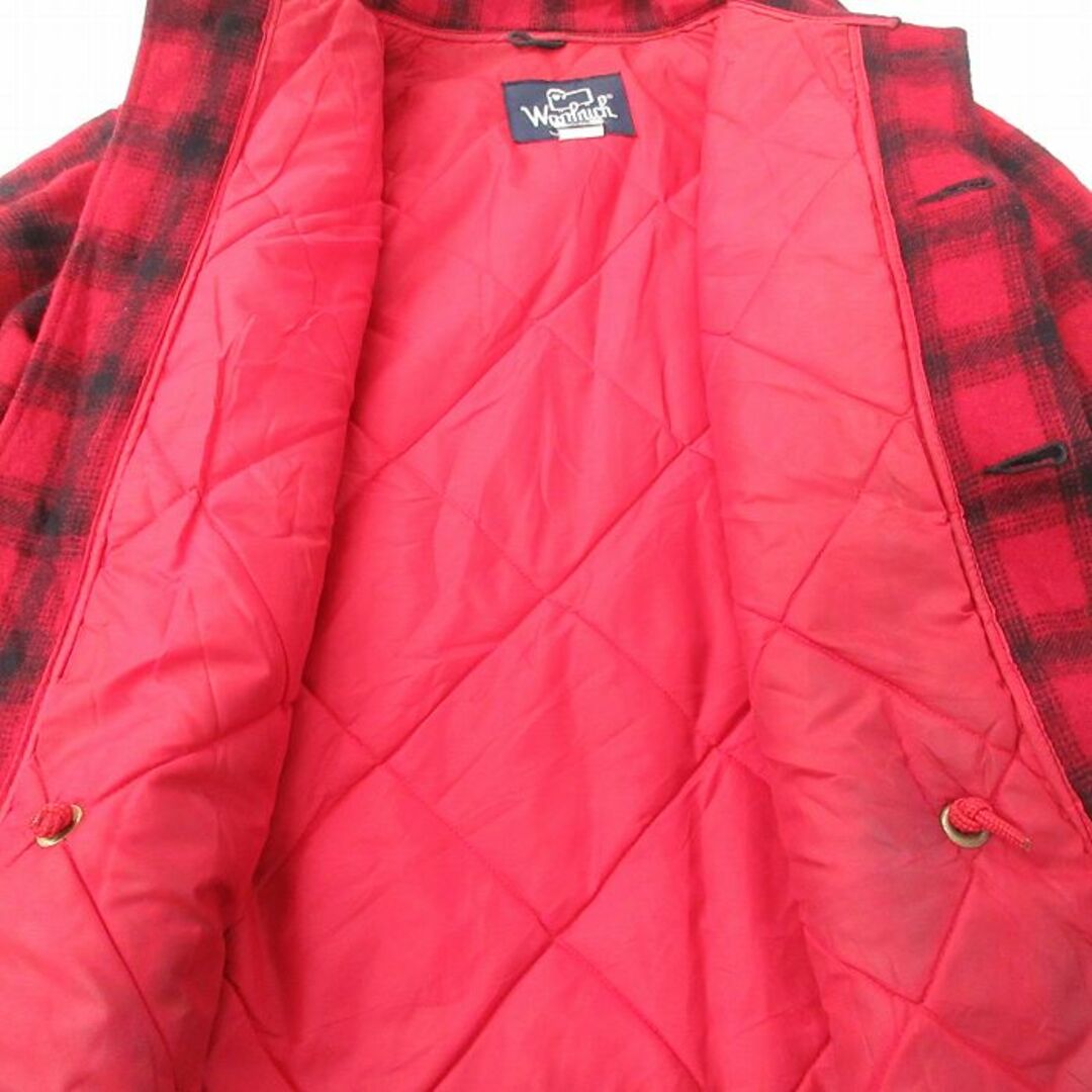 WOOLRICH(ウールリッチ)のXL★古着 ウールリッチ WOOLRICH 長袖 ウール ジャケット メンズ 90年代 90s マッキーノ USA製 赤他 レッド チェック 内側キルティング 23dec19 中古 アウター メンズのジャケット/アウター(ダッフルコート)の商品写真