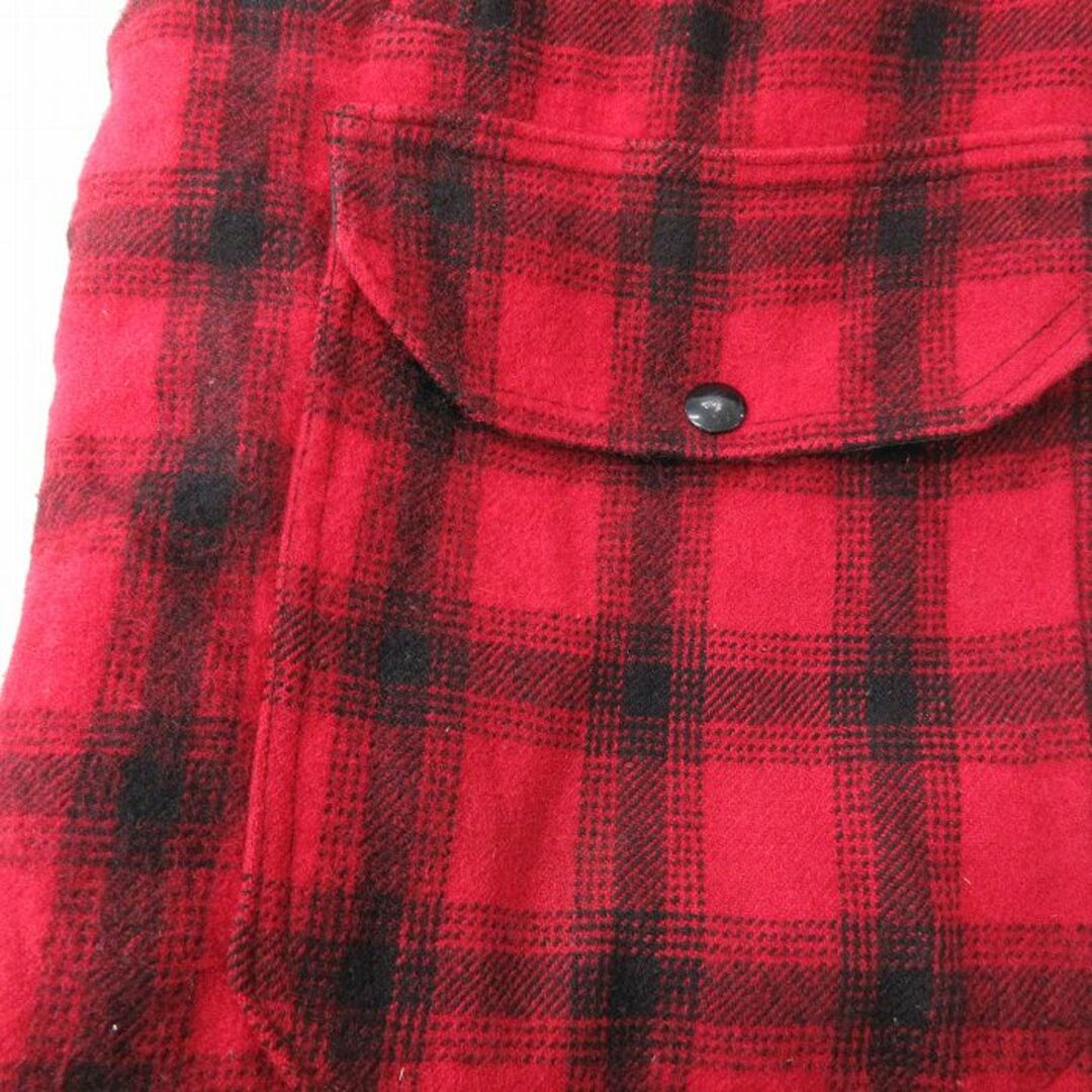 WOOLRICH(ウールリッチ)のXL★古着 ウールリッチ WOOLRICH 長袖 ウール ジャケット メンズ 90年代 90s マッキーノ USA製 赤他 レッド チェック 内側キルティング 23dec19 中古 アウター メンズのジャケット/アウター(ダッフルコート)の商品写真