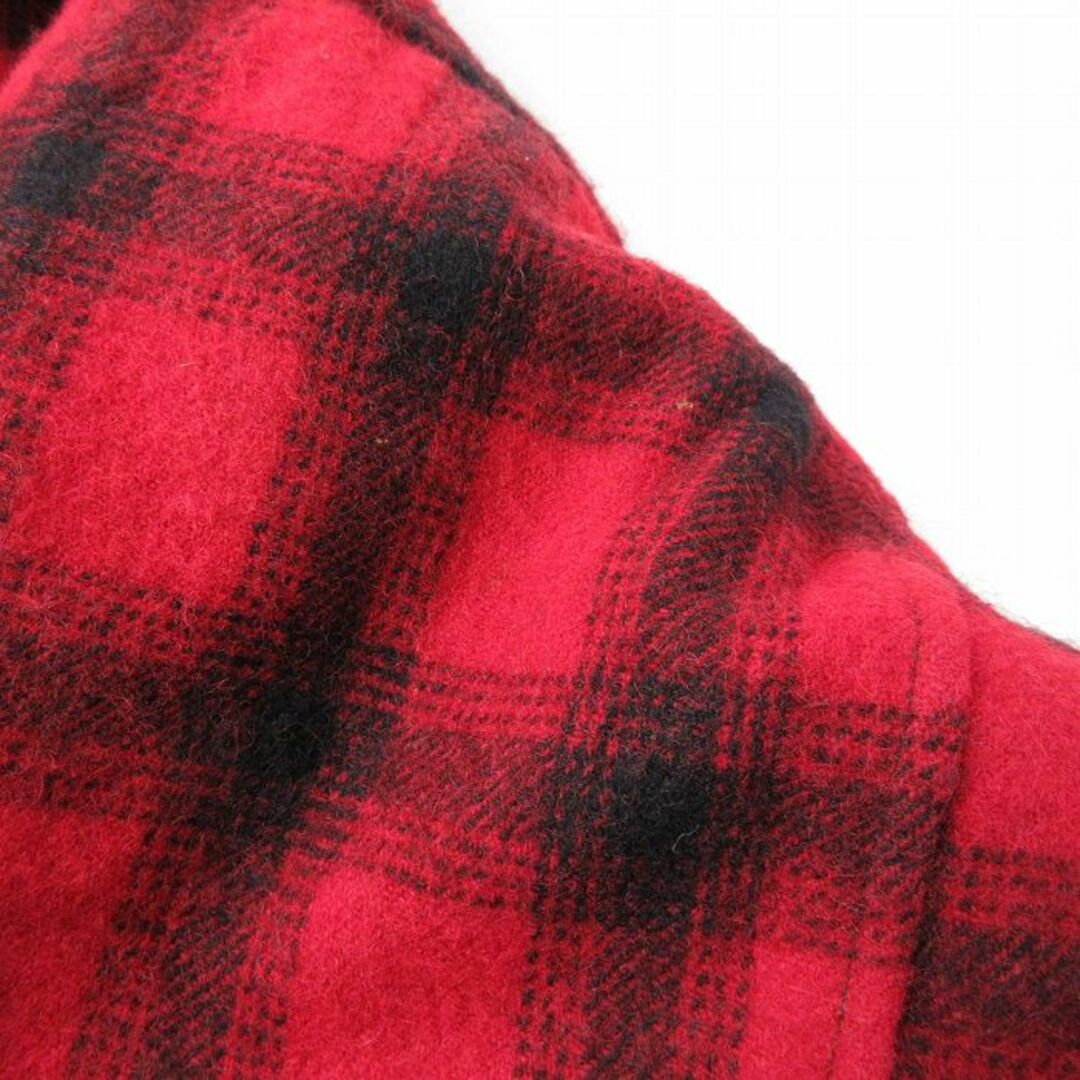 WOOLRICH(ウールリッチ)のXL★古着 ウールリッチ WOOLRICH 長袖 ウール ジャケット メンズ 90年代 90s マッキーノ USA製 赤他 レッド チェック 内側キルティング 23dec19 中古 アウター メンズのジャケット/アウター(ダッフルコート)の商品写真