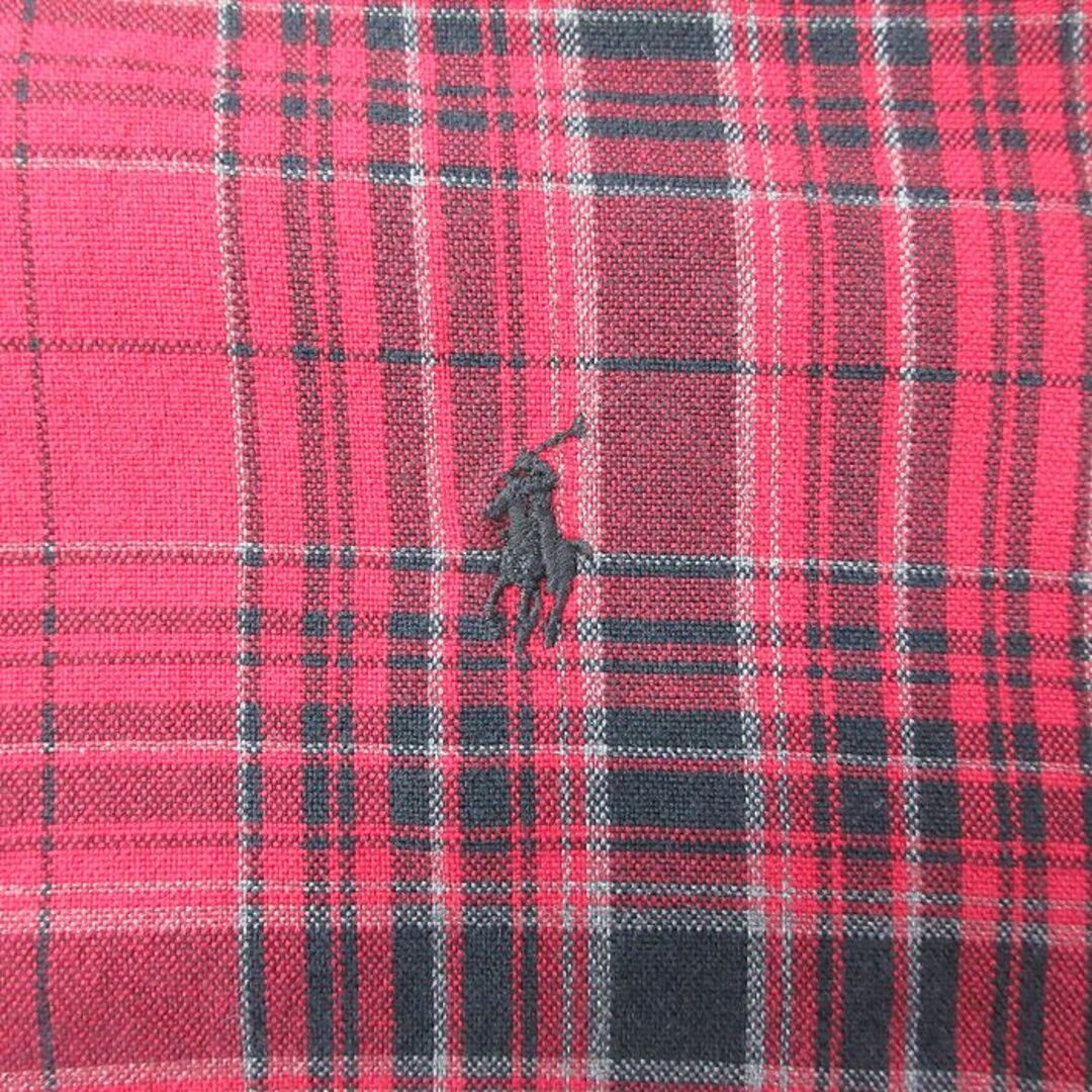 Ralph Lauren(ラルフローレン)のXL★古着 ラルフローレン Ralph Lauren 長袖 ブランド シャツ メンズ 90年代 90s ワンポイントロゴ BLAKE 大きいサイズ ロング丈 コットン ボタンダウン 赤他 レッド チェック 23dec13 中古 トップス メンズのトップス(シャツ)の商品写真