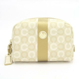 COACH -  コーチ ポーチ オプアート カーキベージュ PVC 中古