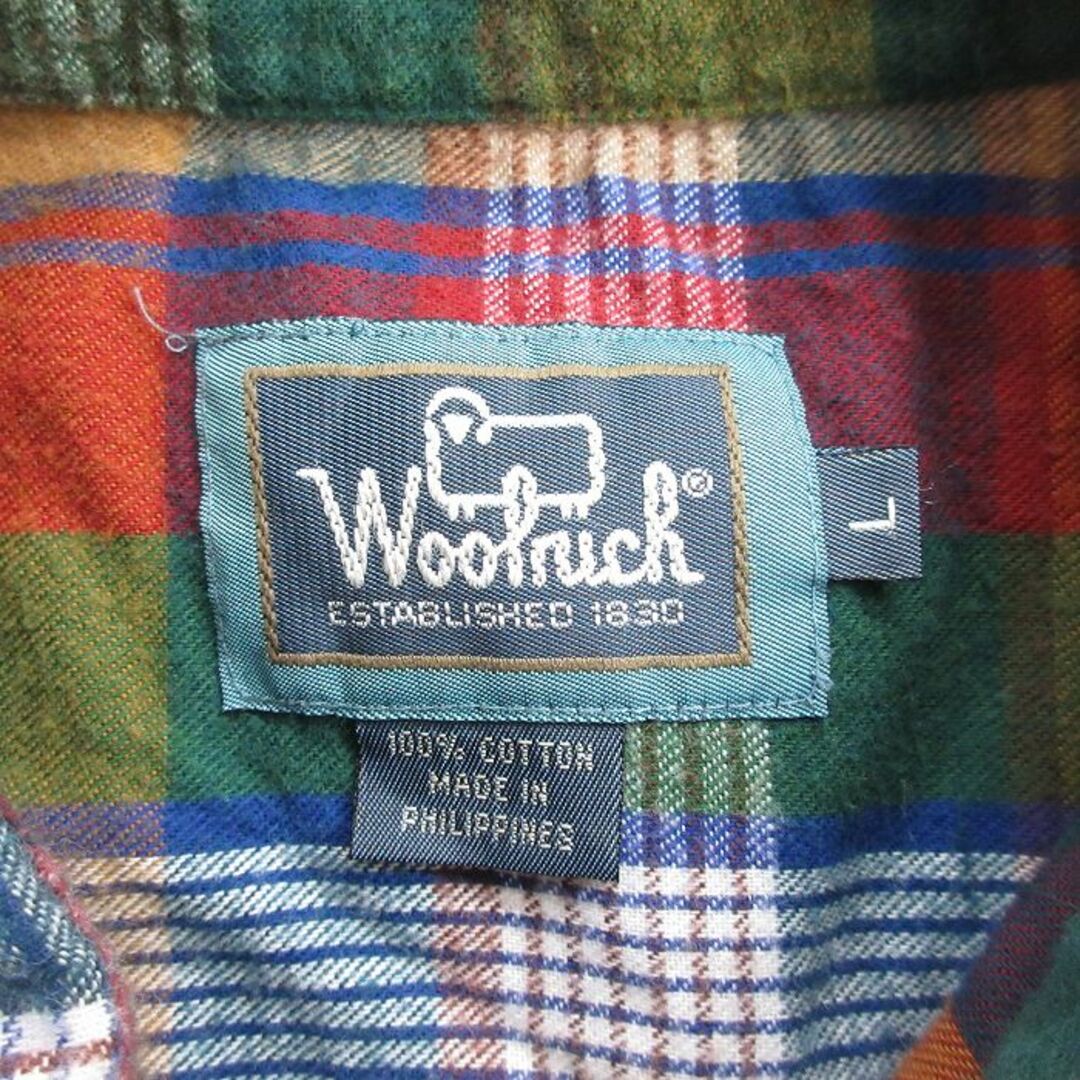 WOOLRICH(ウールリッチ)のL★古着 ウールリッチ WOOLRICH 長袖 フランネル シャツ メンズ 00年代 00s コットン 緑 グリーン チェック 23dec20 中古 トップス メンズのトップス(シャツ)の商品写真