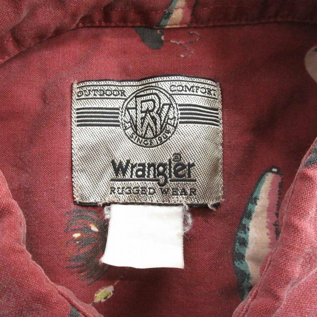 Wrangler(ラングラー)のXL★古着 ラングラー Wrangler 長袖 シャツ メンズ 00年代 00s ルアー 総柄 エンジ系他 23dec20 中古 トップス メンズのトップス(シャツ)の商品写真