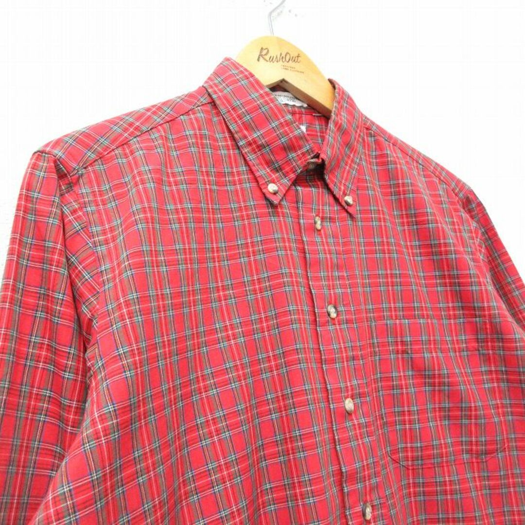 WOOLRICH(ウールリッチ)のL★古着 ウールリッチ WOOLRICH 長袖 シャツ メンズ 80年代 80s ボタンダウン 赤他 レッド タータン チェック 23dec20 中古 トップス メンズのトップス(シャツ)の商品写真