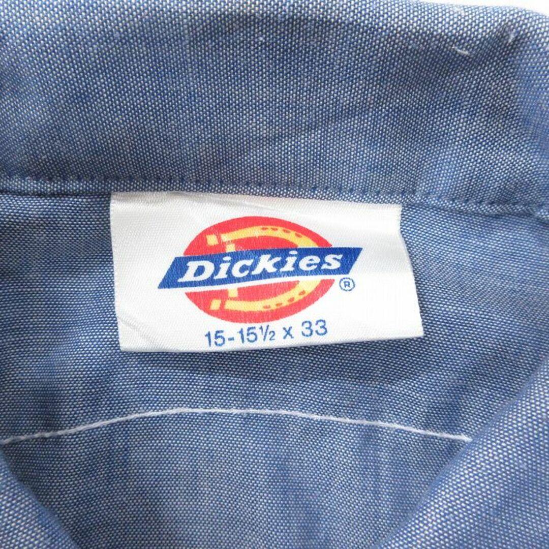 Dickies(ディッキーズ)のM★古着 ディッキーズ Dickies 長袖 シャンブレー シャツ メンズ 90年代 90s USA製 薄紺 ネイビー 23dec13 中古 トップス メンズのトップス(シャツ)の商品写真