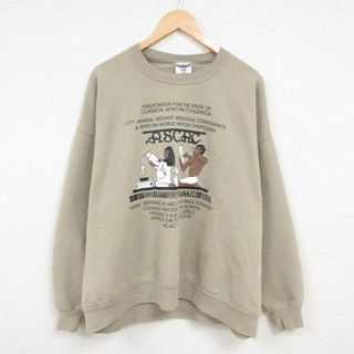 XL★古着 ジャージーズ 長袖 スウェット メンズ 00年代 00s ASCAC オハイオ 大きいサイズ クルーネック 濃ベージュ カーキ 23dec12 中古 スエット トレーナー トップス(パーカー)