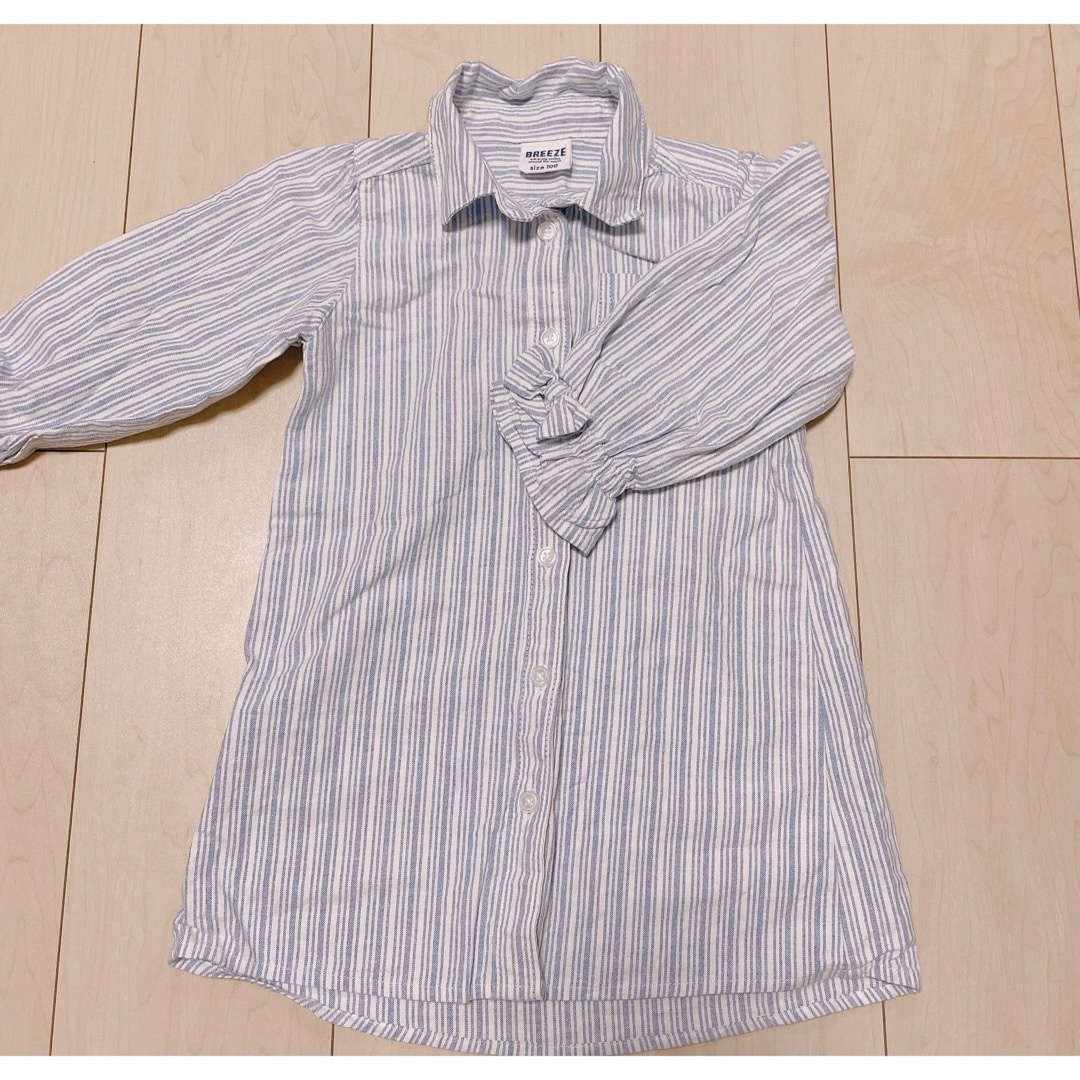 BREEZE(ブリーズ)の【美品】BREEZEシャツワンピース100サイズ キッズ/ベビー/マタニティのキッズ服女の子用(90cm~)(ワンピース)の商品写真