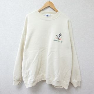 リー(Lee)のXL★古着 リー Lee 長袖 スウェット メンズ 90年代 90s オーシャンシティ カモ 大きいサイズ クルーネック USA製 薄ベージュ カーキ 23dec14 中古 スエット トレーナー トップス(パーカー)