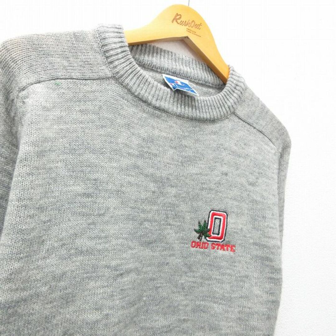 Champion(チャンピオン)のM★古着 チャンピオン champion 長袖 セーター メンズ 90年代 90s オハイオ クルーネック グレー 霜降り 23dec11 中古 ニット トップス メンズのトップス(ニット/セーター)の商品写真