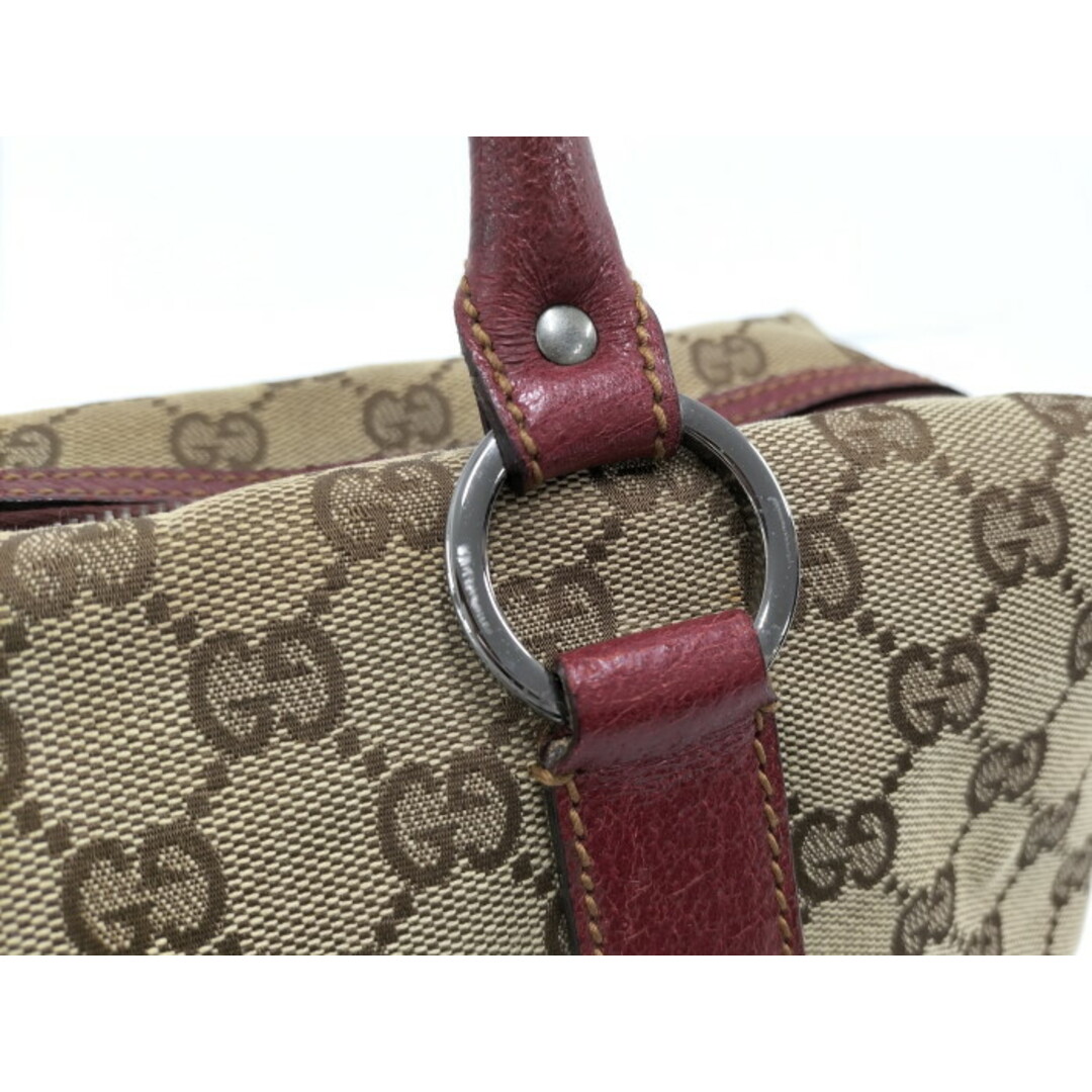 Gucci(グッチ)のGUCCI ハンドバッグ GGキャンバス ブラウン ベージュ レッド レディースのバッグ(ハンドバッグ)の商品写真