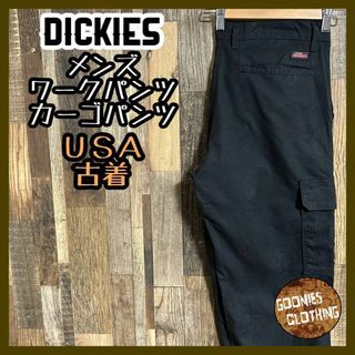 ディッキーズ(Dickies)のディッキーズ カーゴパンツ ブラック ロゴ ワークパンツ USA古着 アメカジ(ワークパンツ/カーゴパンツ)