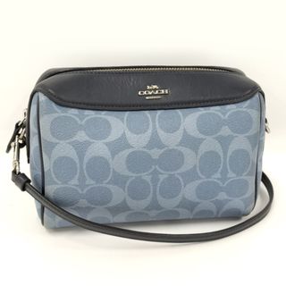 コーチ(COACH)のCOACH シグネチャー ショルダーバッグ レザー PVCコーティング ブルー(ショルダーバッグ)