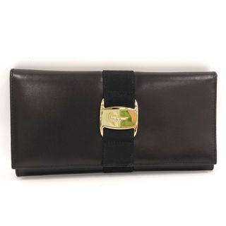 フェラガモ(Ferragamo)のSalvatore Ferragamo 二つ折り長財布 ヴァラ レザー ブラック(財布)