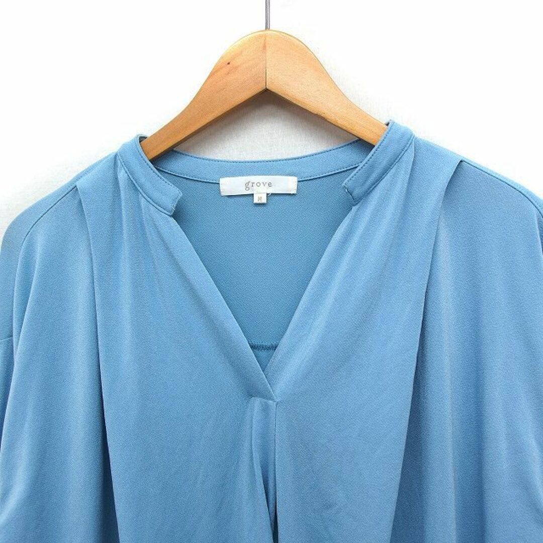 grove(グローブ)のグローブ grove タックインシャツ ブラウス 七分袖 無地 M ライトブルー レディースのトップス(その他)の商品写真