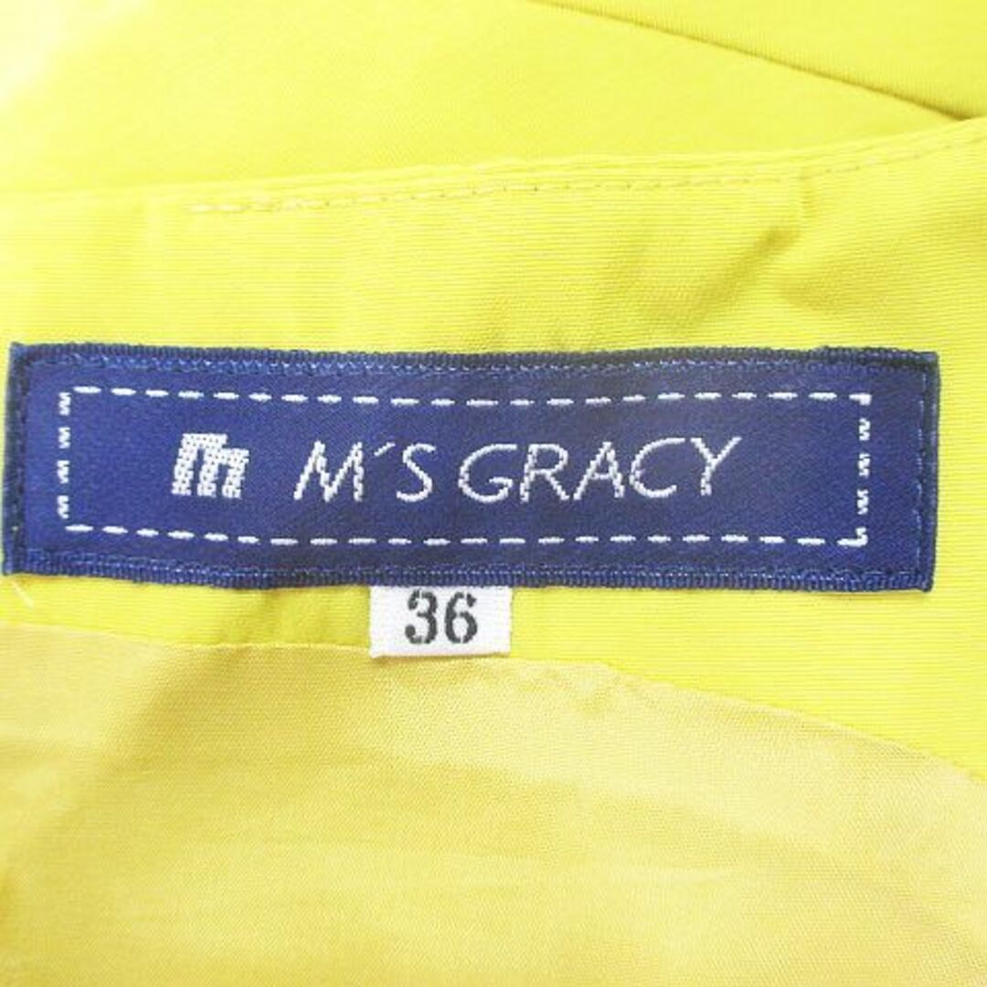 M'S GRACY(エムズグレイシー)のM'S GRACY ノースリーブ 膝丈 ワンピース 36 黄 イエロー系 レディースのワンピース(ロングワンピース/マキシワンピース)の商品写真