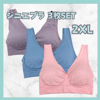 ジニエブラ スポブラ ナイトブラ 2XL  ピンク　ブルー　パープル 3枚SET(その他)